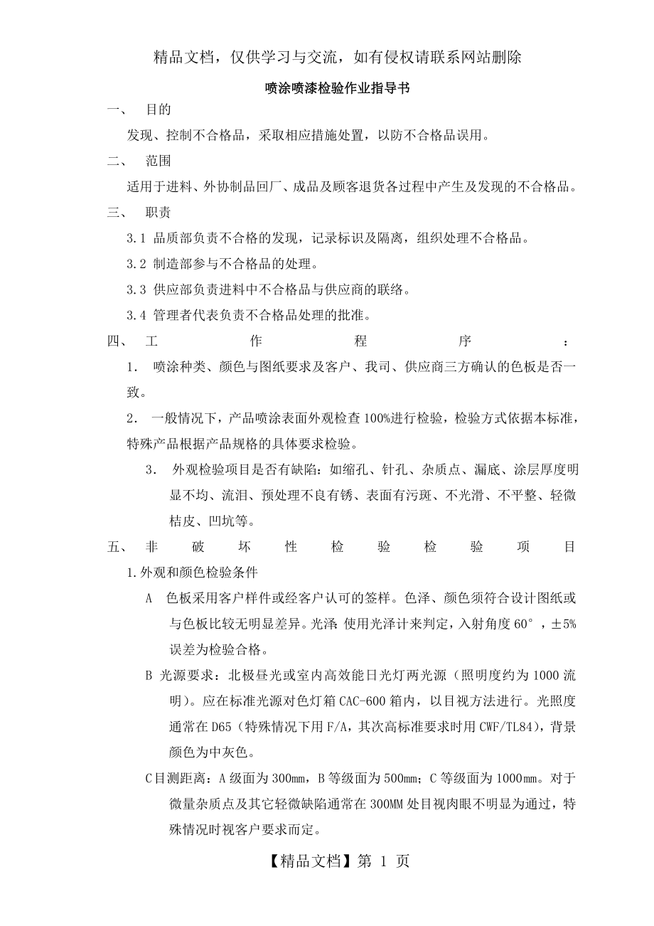 喷涂检验作业指导书.doc_第1页