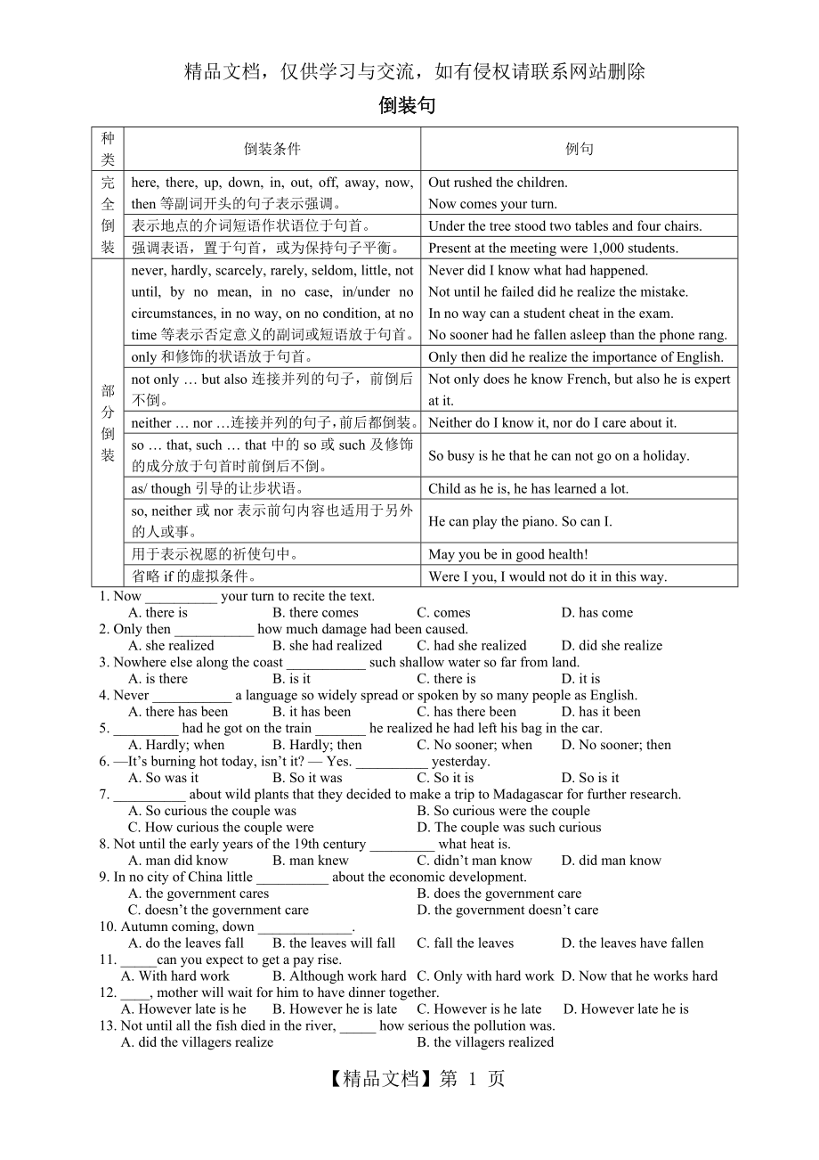 倒装句的用法归纳如下表.doc_第1页