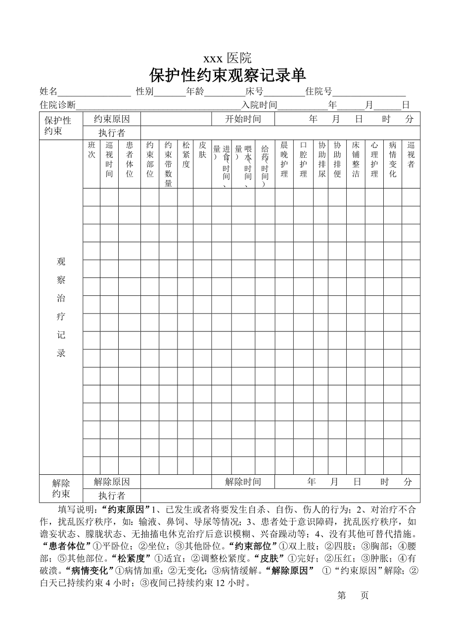 保护性约束观察记录单-2.doc_第1页