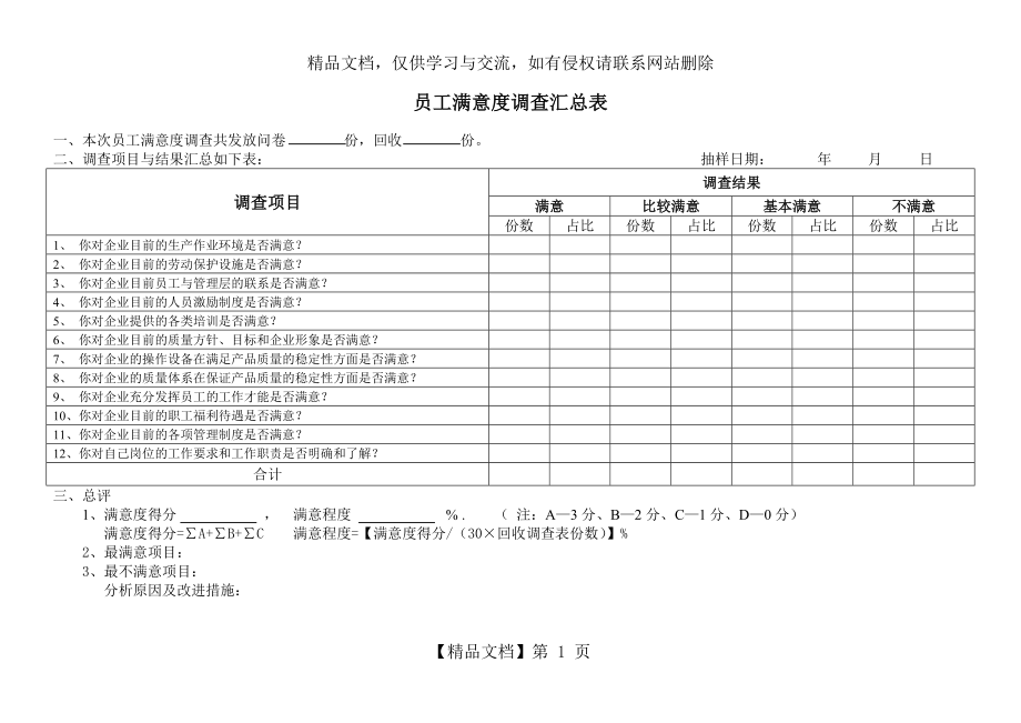 员工满意度调查汇总表.doc_第1页