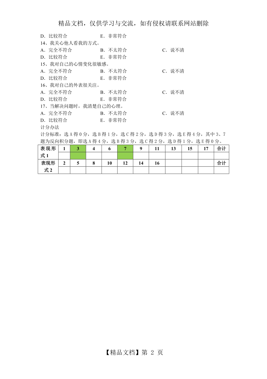 大学生自我意识量表套题.doc_第2页