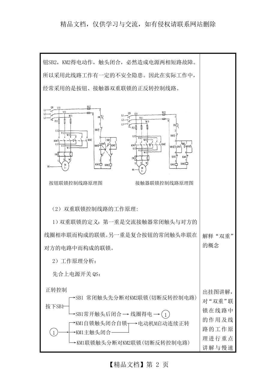 双重联锁正反转控制线路教案.doc_第2页