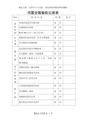 吊篮安装验收记录表.doc