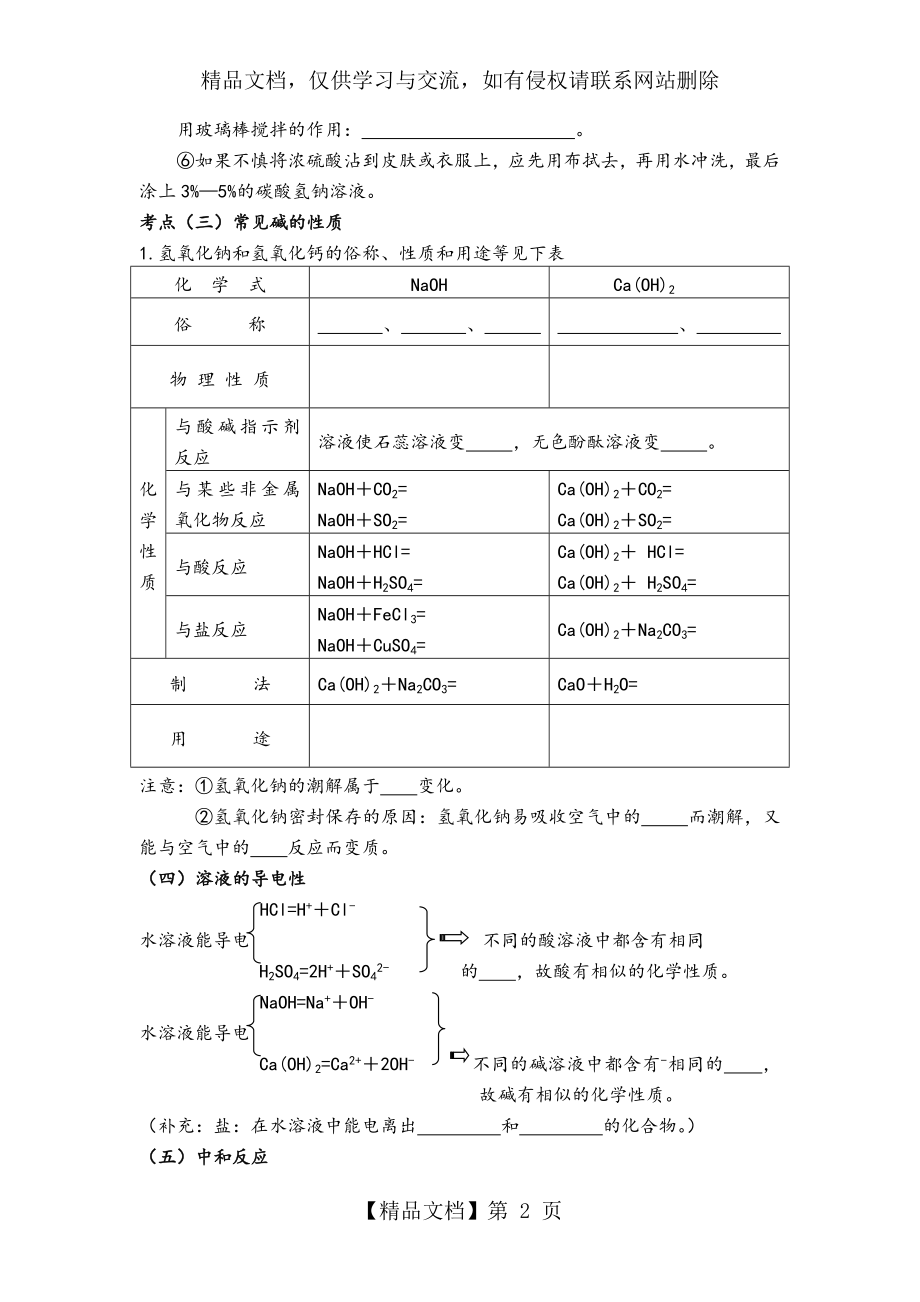 初三化学酸碱盐知识点+练习试题.doc_第2页