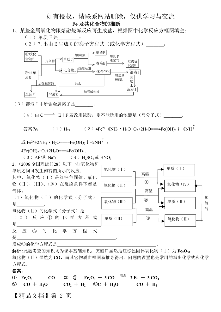 Fe及化合物推断题共9页word资料.doc_第2页