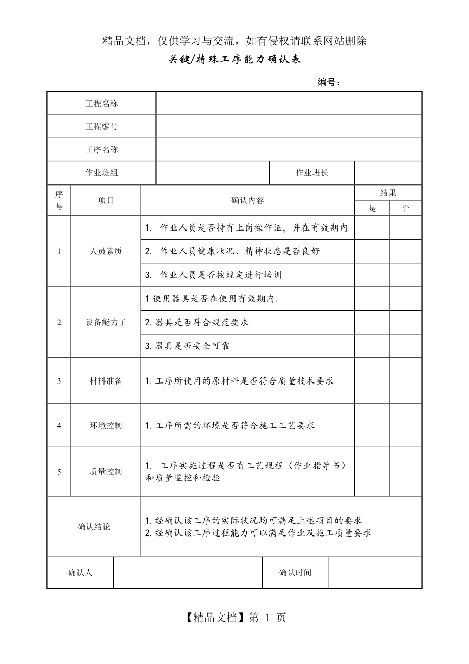 关键特殊工序能力确认表.doc_第1页