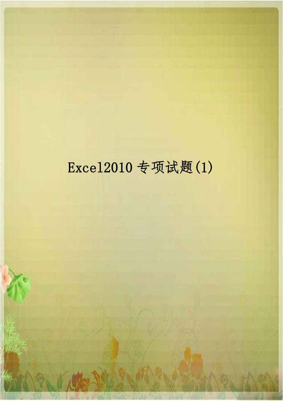 Excel2010专项试题(1).doc_第1页