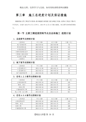 住宅施工总进度计划及保障措施.doc