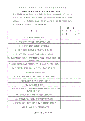 孤独症abc量表-孤独症儿童行为量表(ABC量表).doc