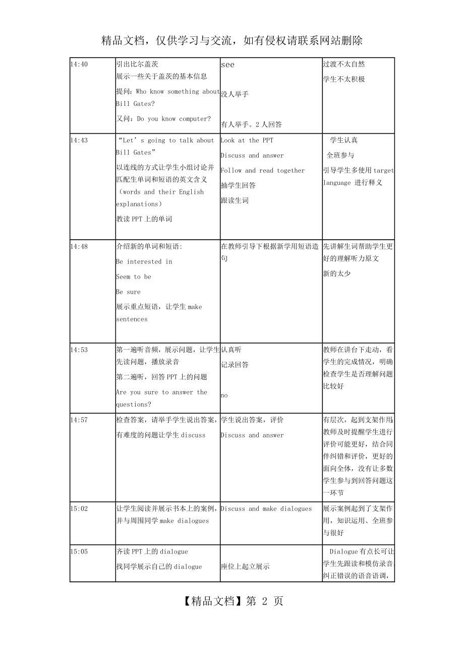 初中英语课堂观察记录.doc_第2页