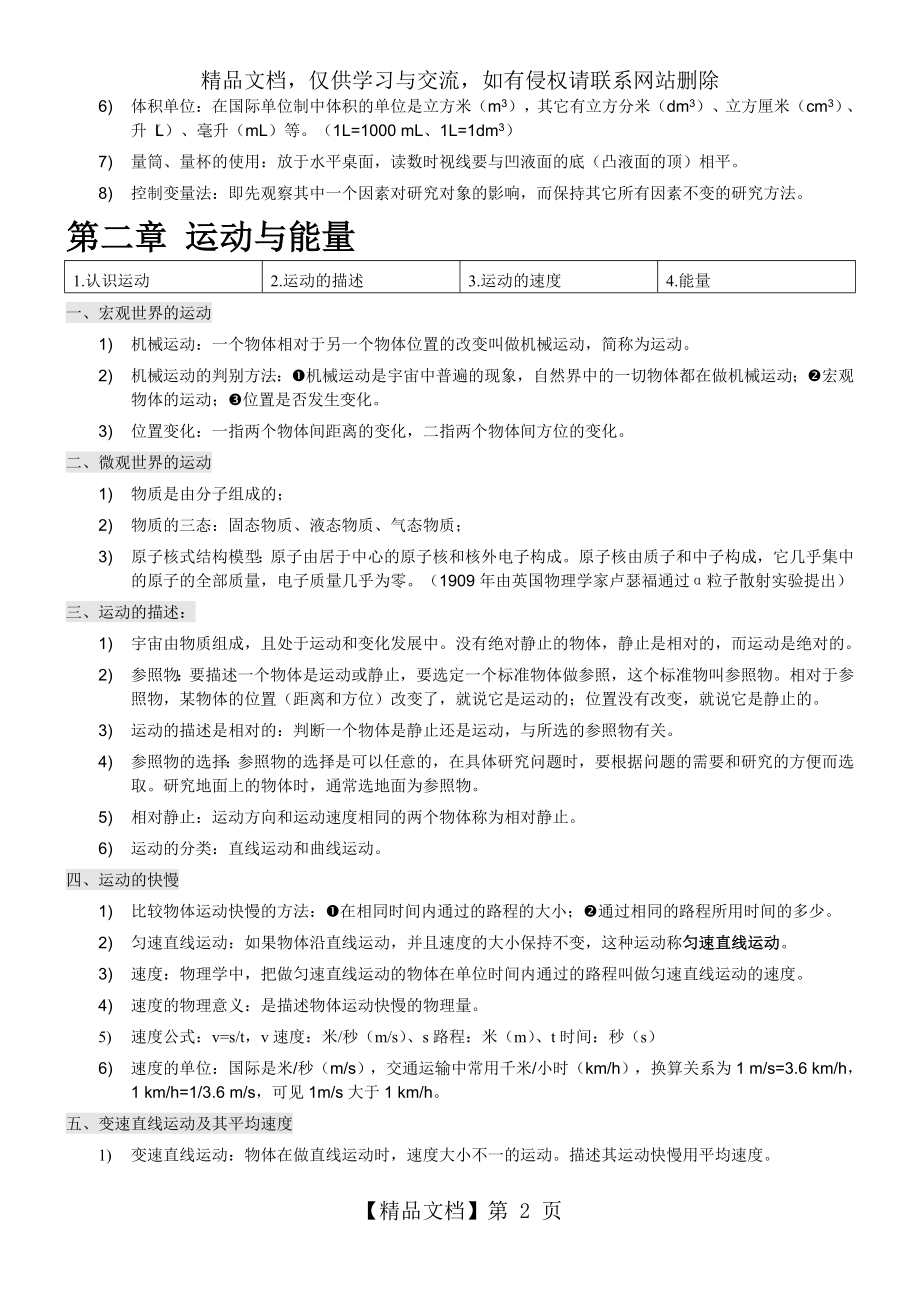 初中物理全册知识点总结及公式大全(教科书版).doc_第2页