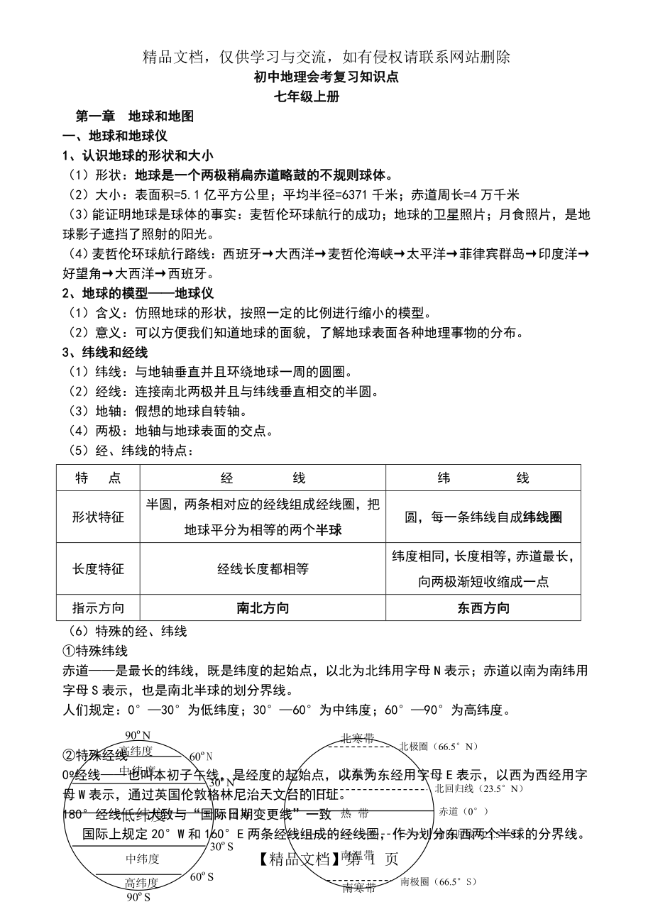 初中地理会考知识点总结材料(全).doc_第1页