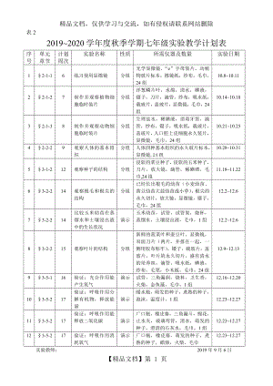 初中生物实验教学计划表.doc