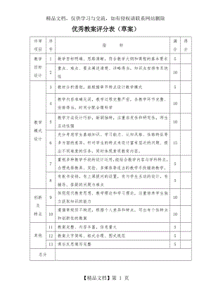 优秀教案评分表.doc