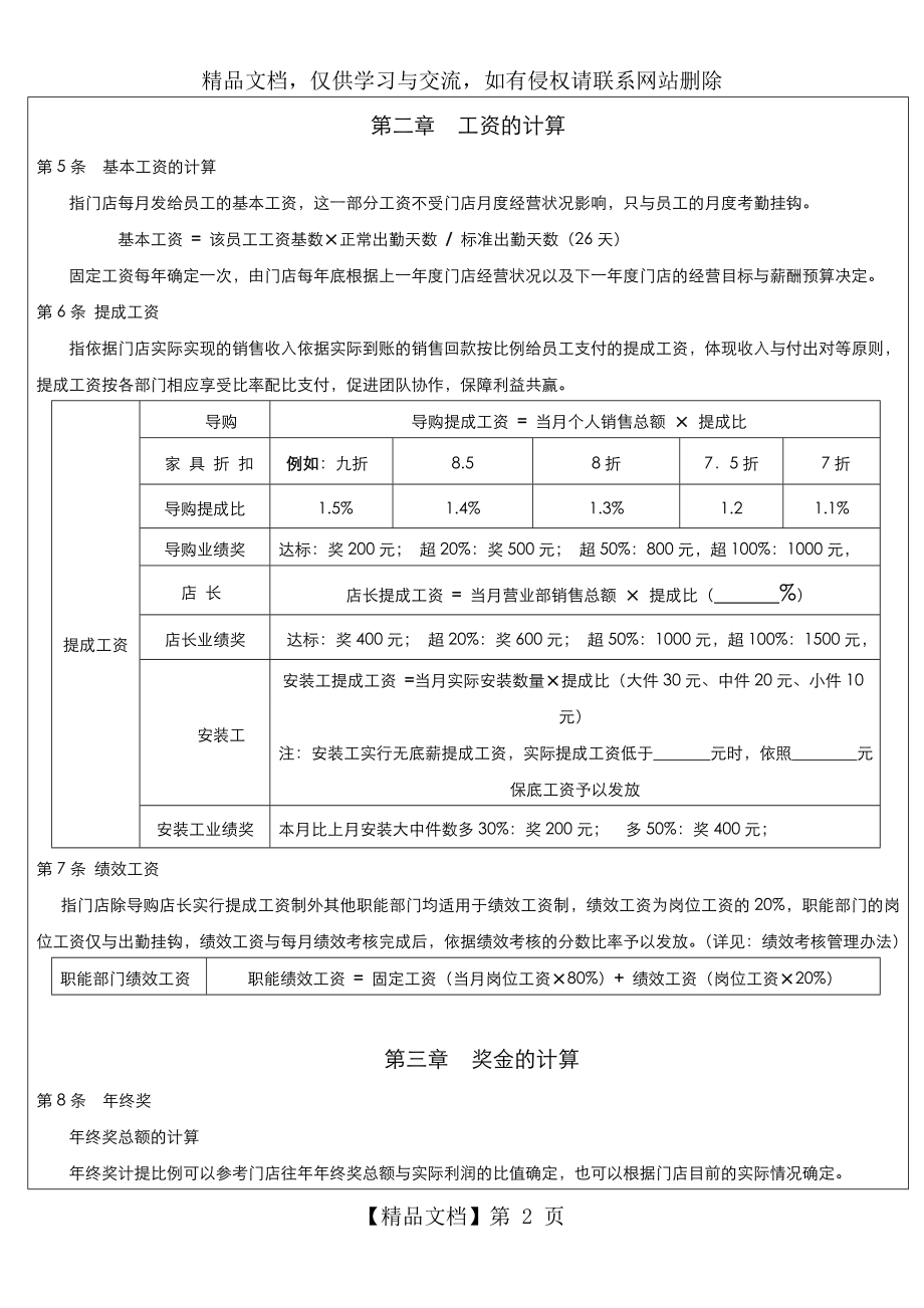 家具门店薪酬奖励制度汇编.doc_第2页