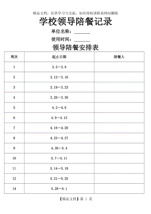 学校校领导陪餐记录表.doc