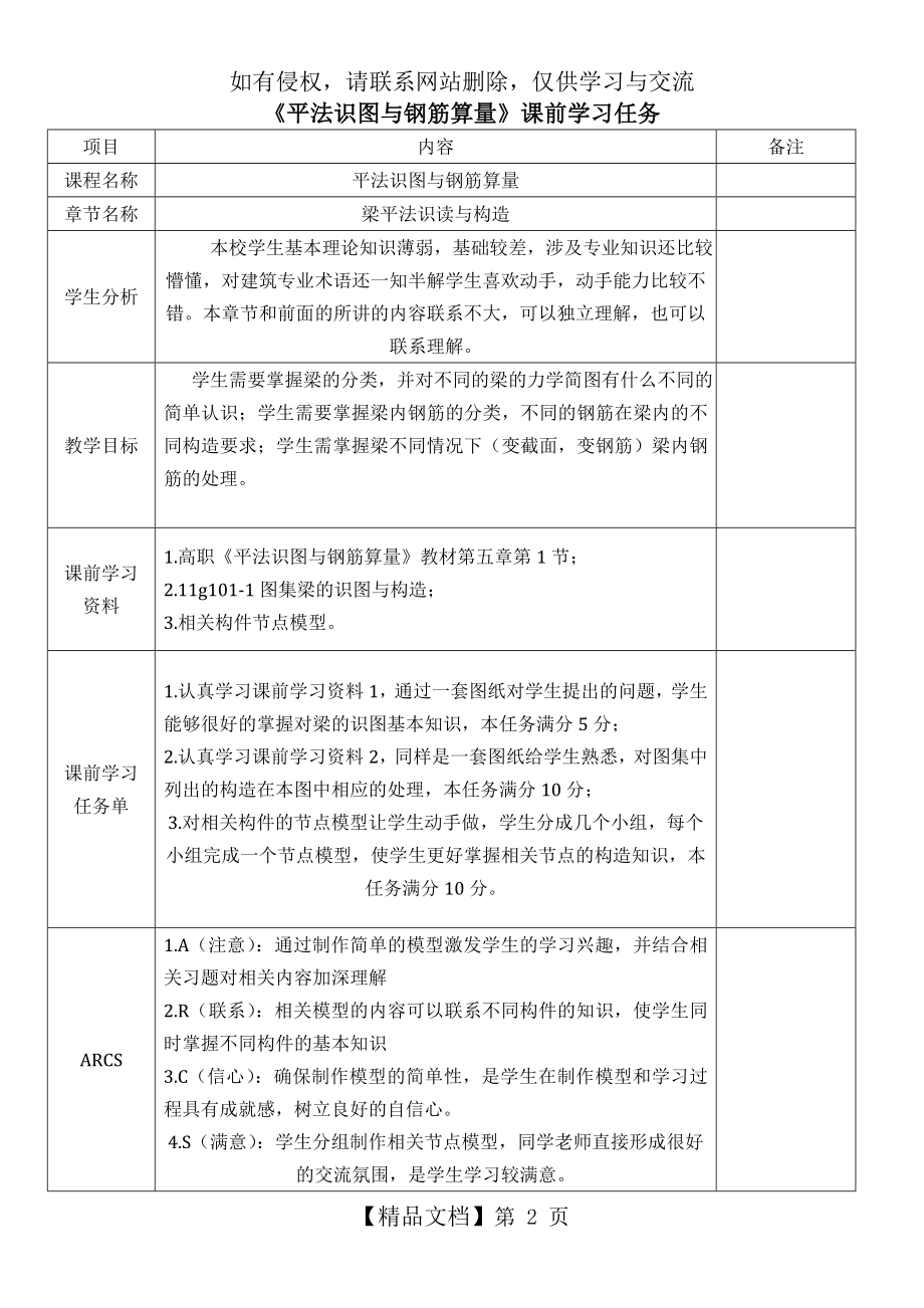 (平法识图与钢筋算量)课前学习任务.doc_第2页