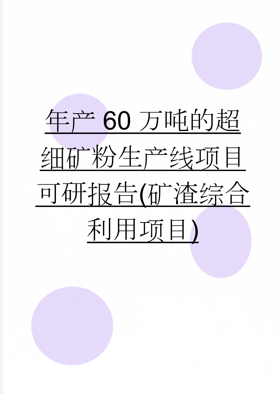 年产60万吨的超细矿粉生产线项目可研报告(矿渣综合利用项目)(50页).doc_第1页