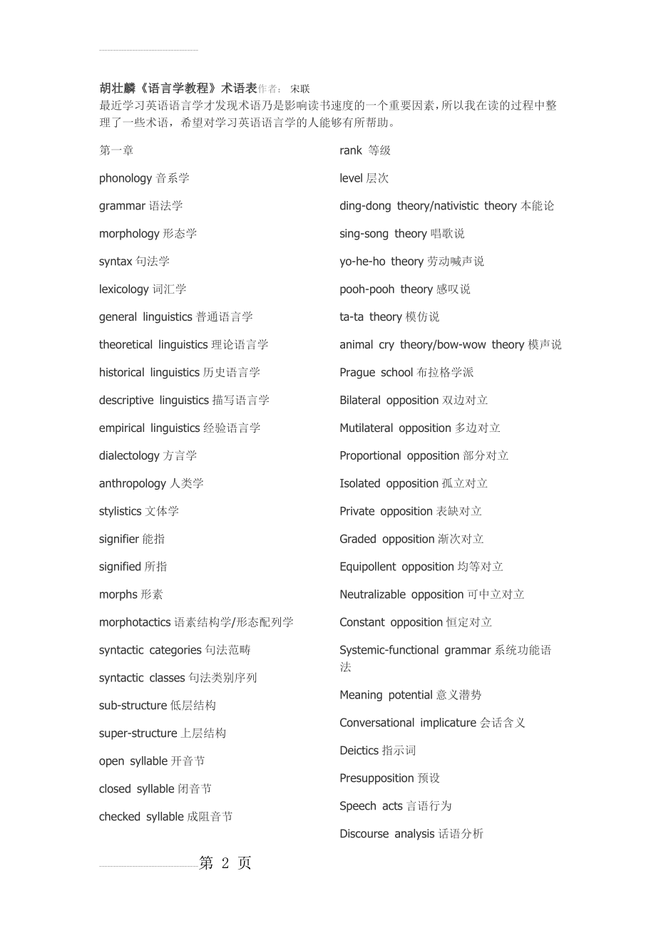 英语语言学教程 胡壮麟 术语大集合(13页).doc_第2页