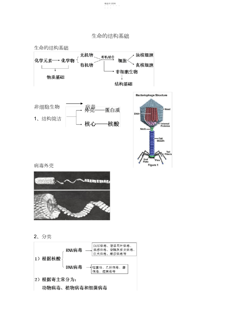 2022年生命的结构基础知识点归纳 .docx_第1页