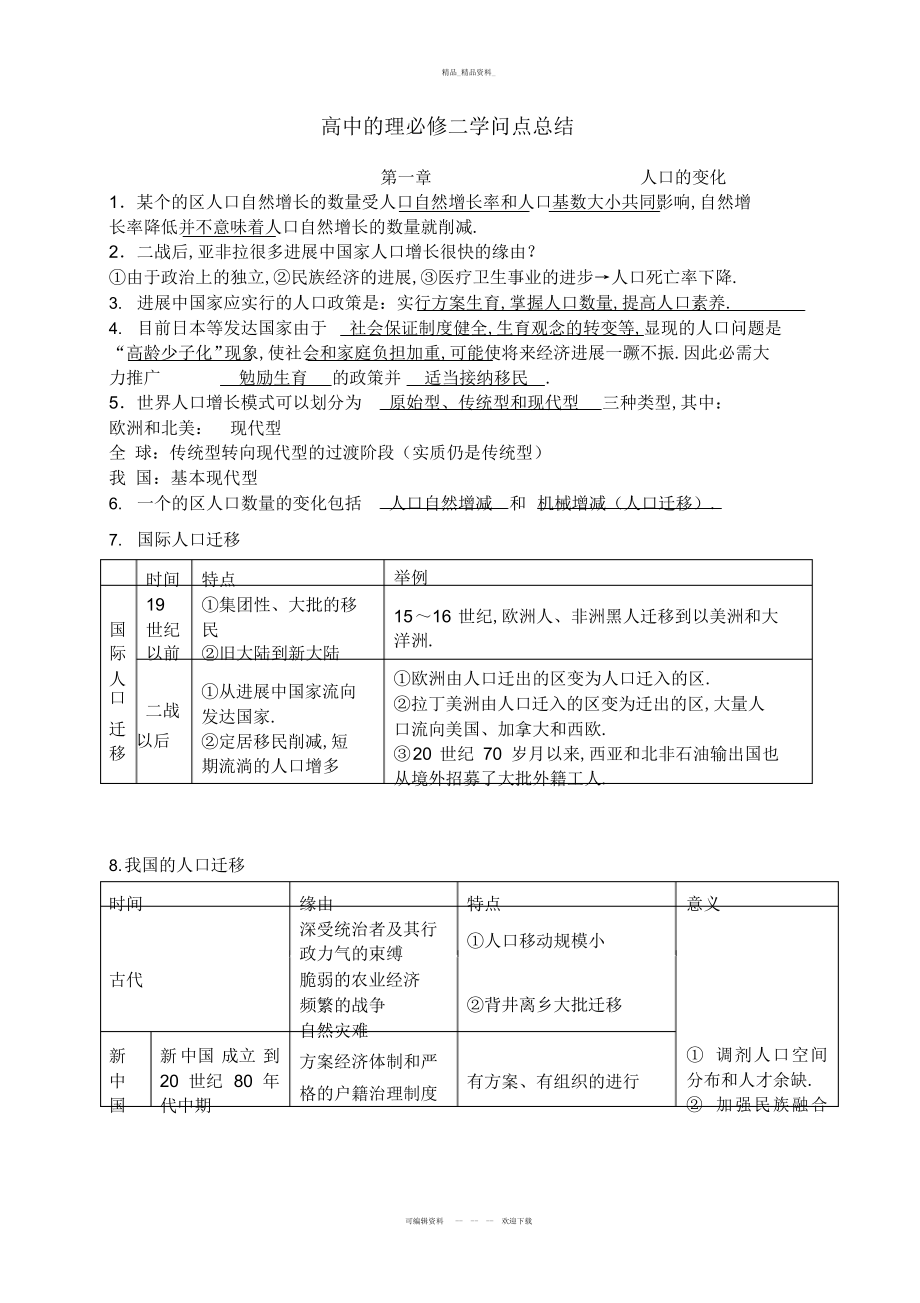 2022年高二地理人教版必修二基础知识点总结.docx_第1页