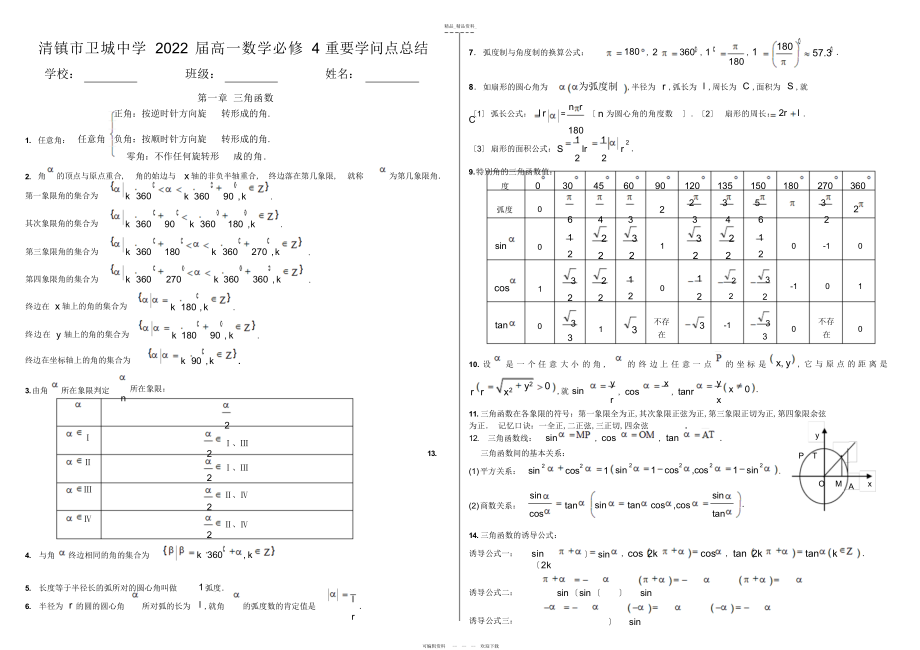 2022年高一数学重要知识点总结2.docx_第1页