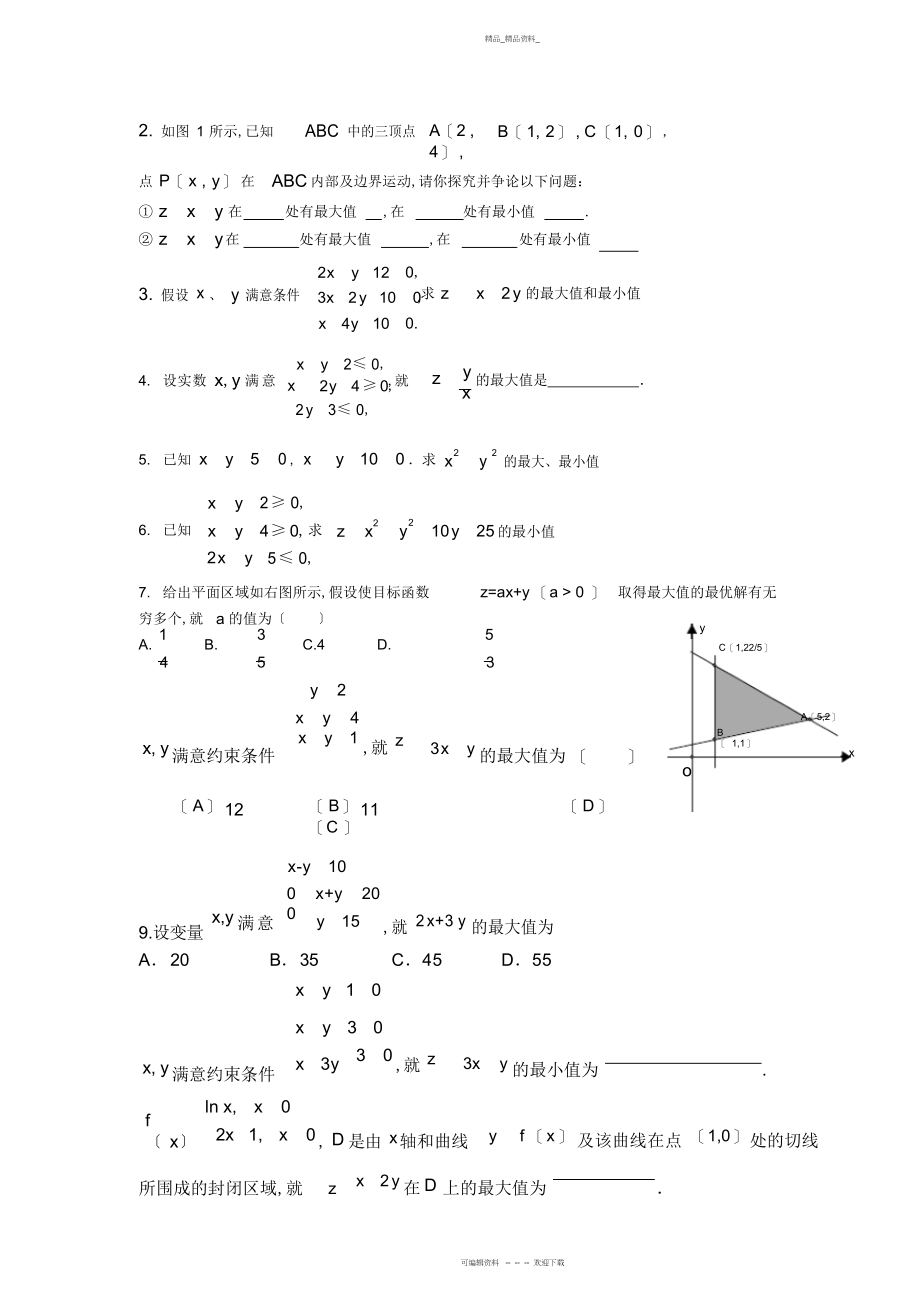 2022年高中数学线性规划各类习题 .docx_第2页