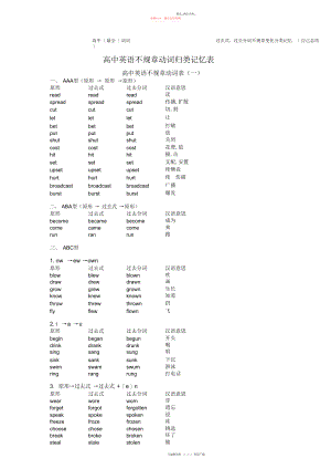 2022年高中最全动词过去式、过去分词不规则变化分类记忆自己总结.docx