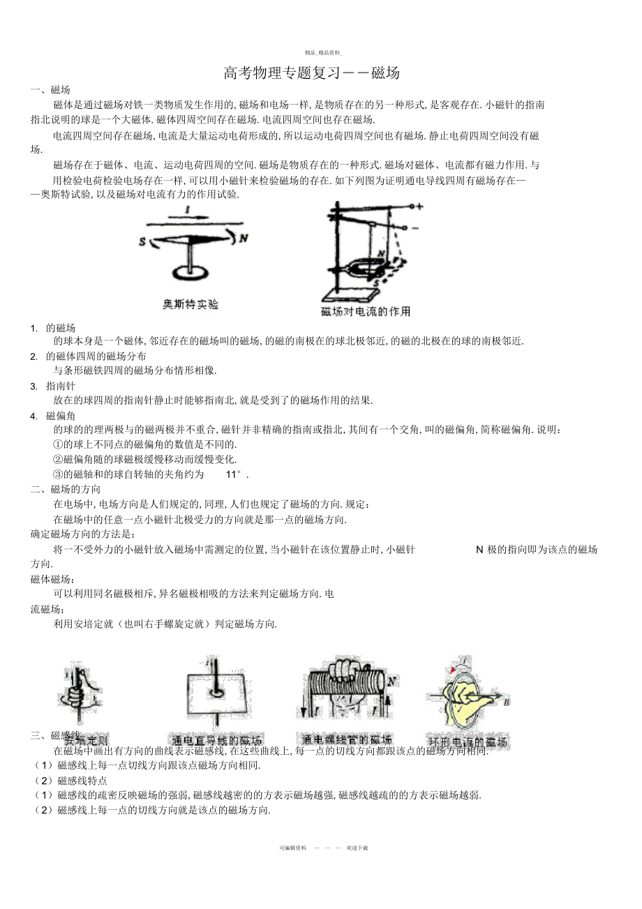 2022年高中物理复习磁场知识点总结.docx_第1页