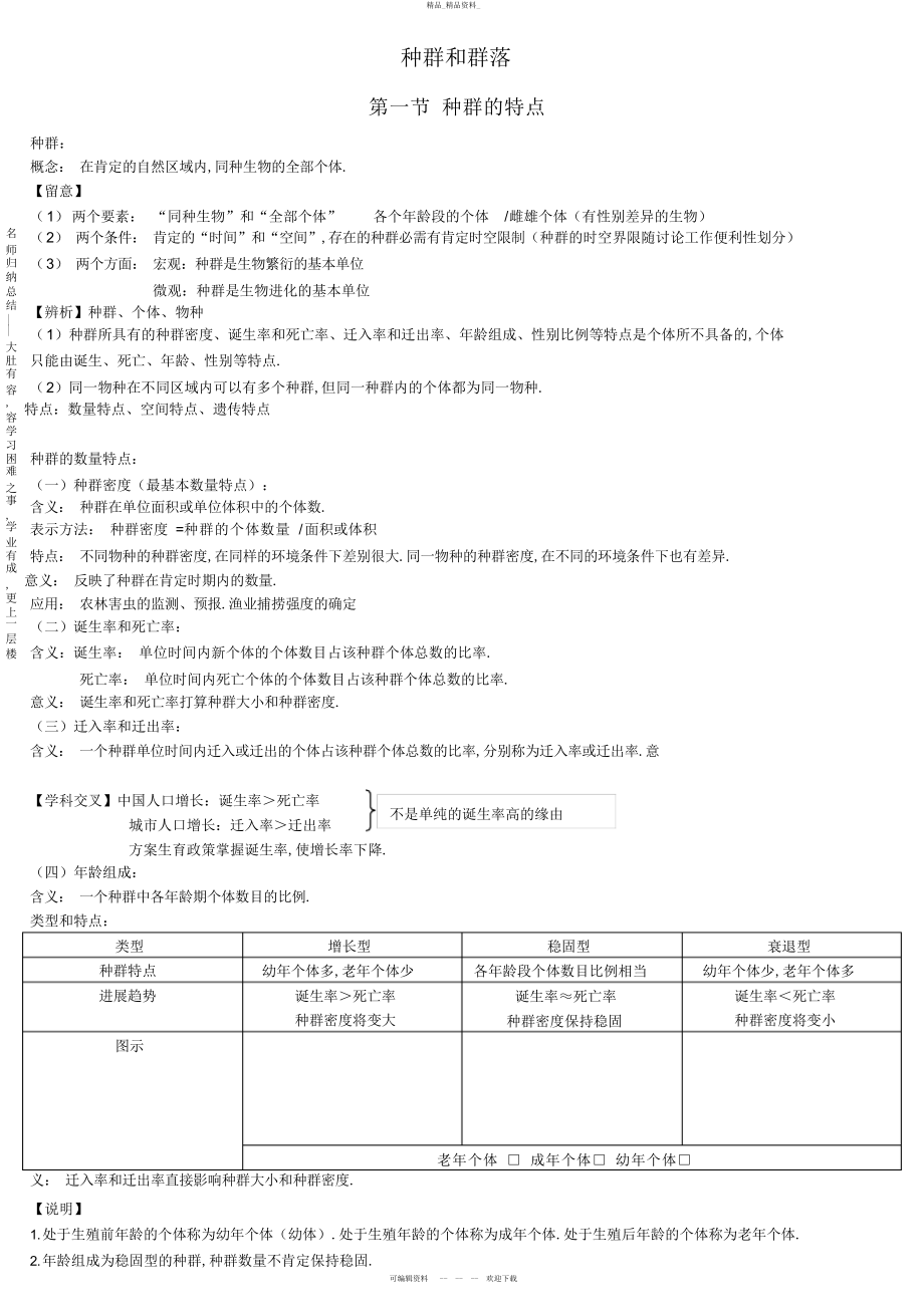 2022年高中生物种群与群落知识点总结分析 2.docx_第1页