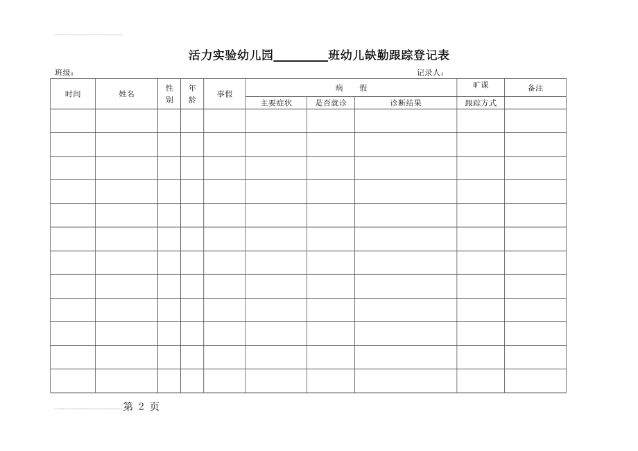 幼儿园幼儿缺勤跟踪登记表(3页).doc_第2页