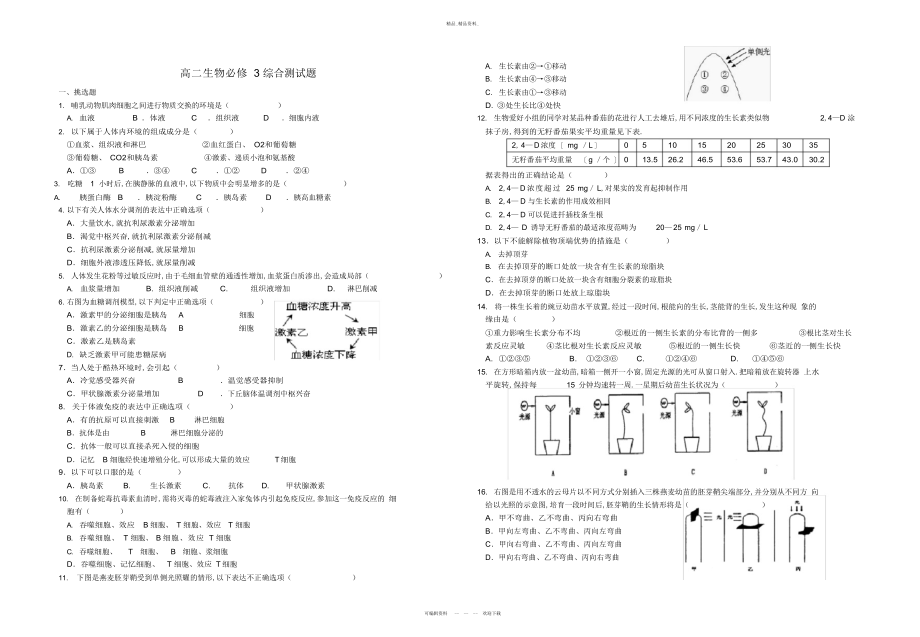 2022年高中生物必修三期末练习题总结 .docx_第1页