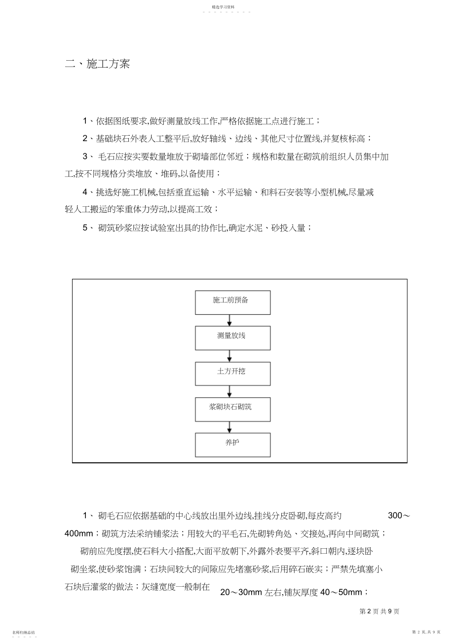 2022年浆砌石挡墙专项方案 .docx_第2页