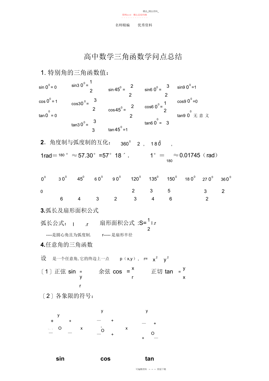 2022年高中数学三角函数知识点总结3.docx_第1页