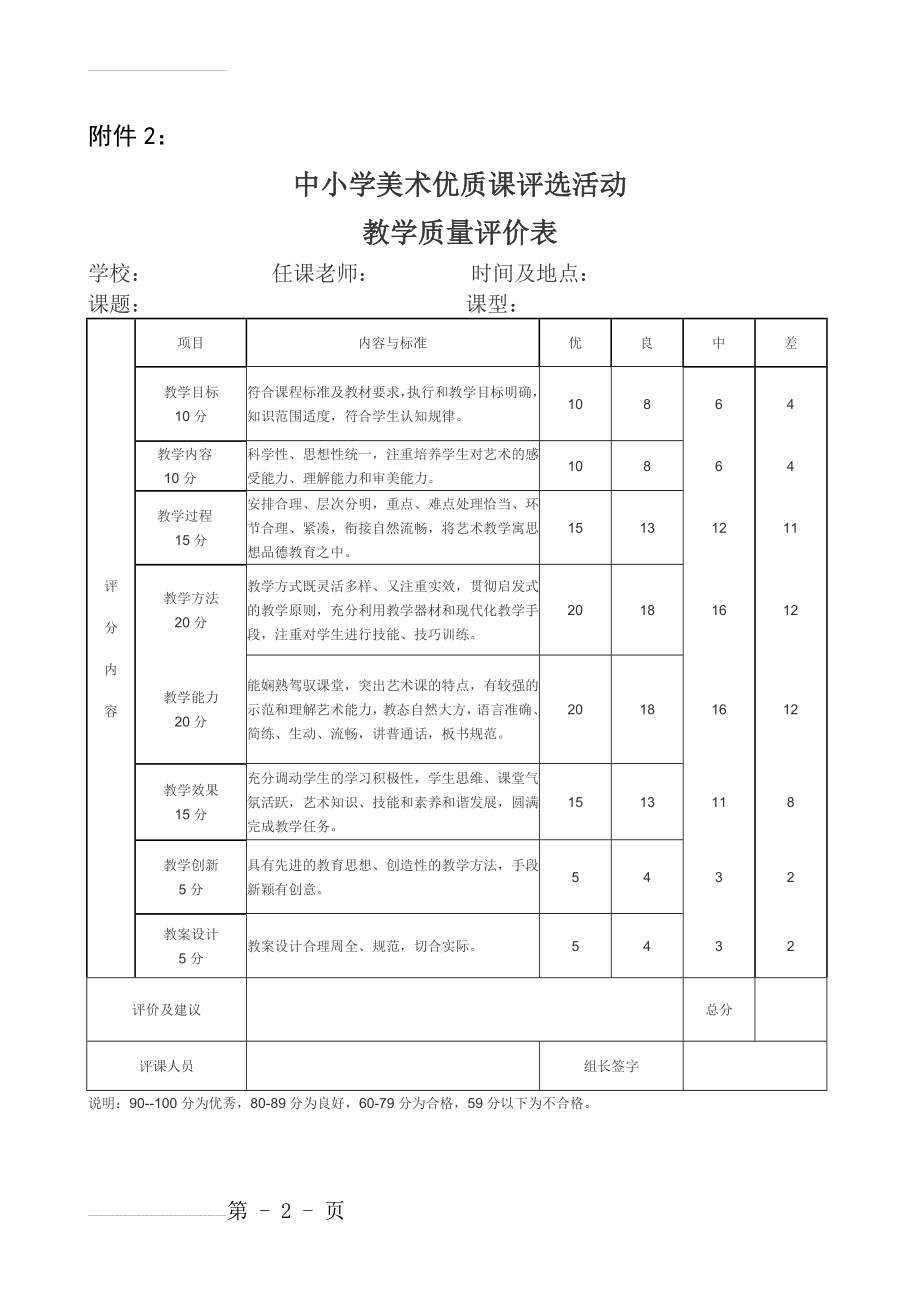 美术优质课评价表(2页).doc_第2页