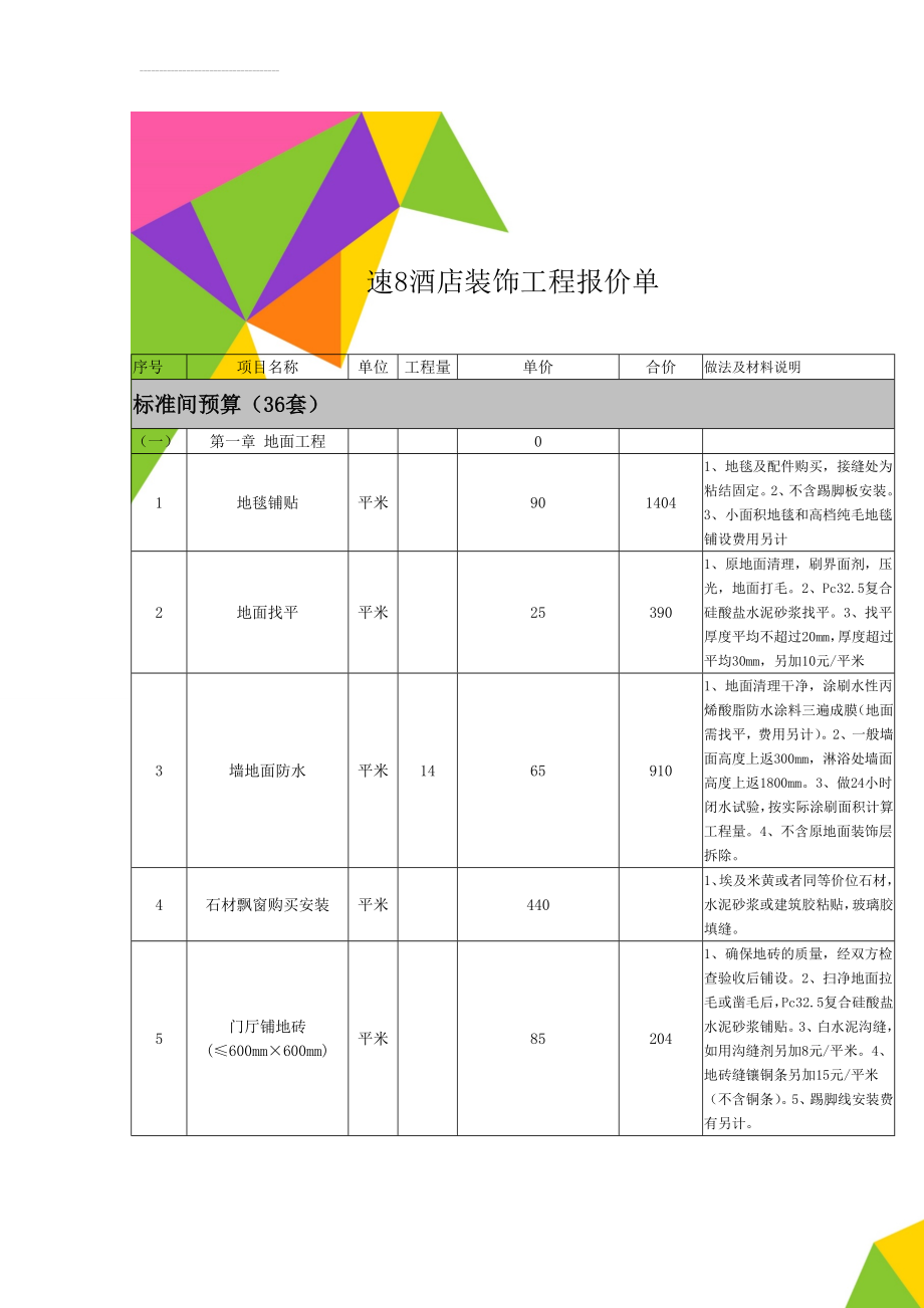 速8酒店装饰工程报价单(20页).doc_第1页