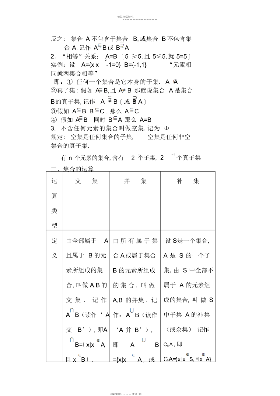 2022年高一数学集合函数知识点总结相应试题及答案.docx_第2页