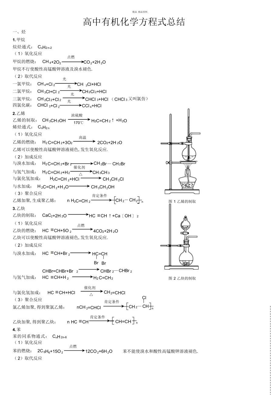 2022年高中有机化学方程式,知识点总结.docx_第1页