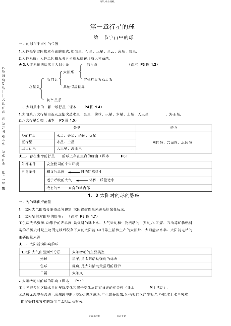 2022年高中地理必修一超详细知识点总结 .docx_第1页