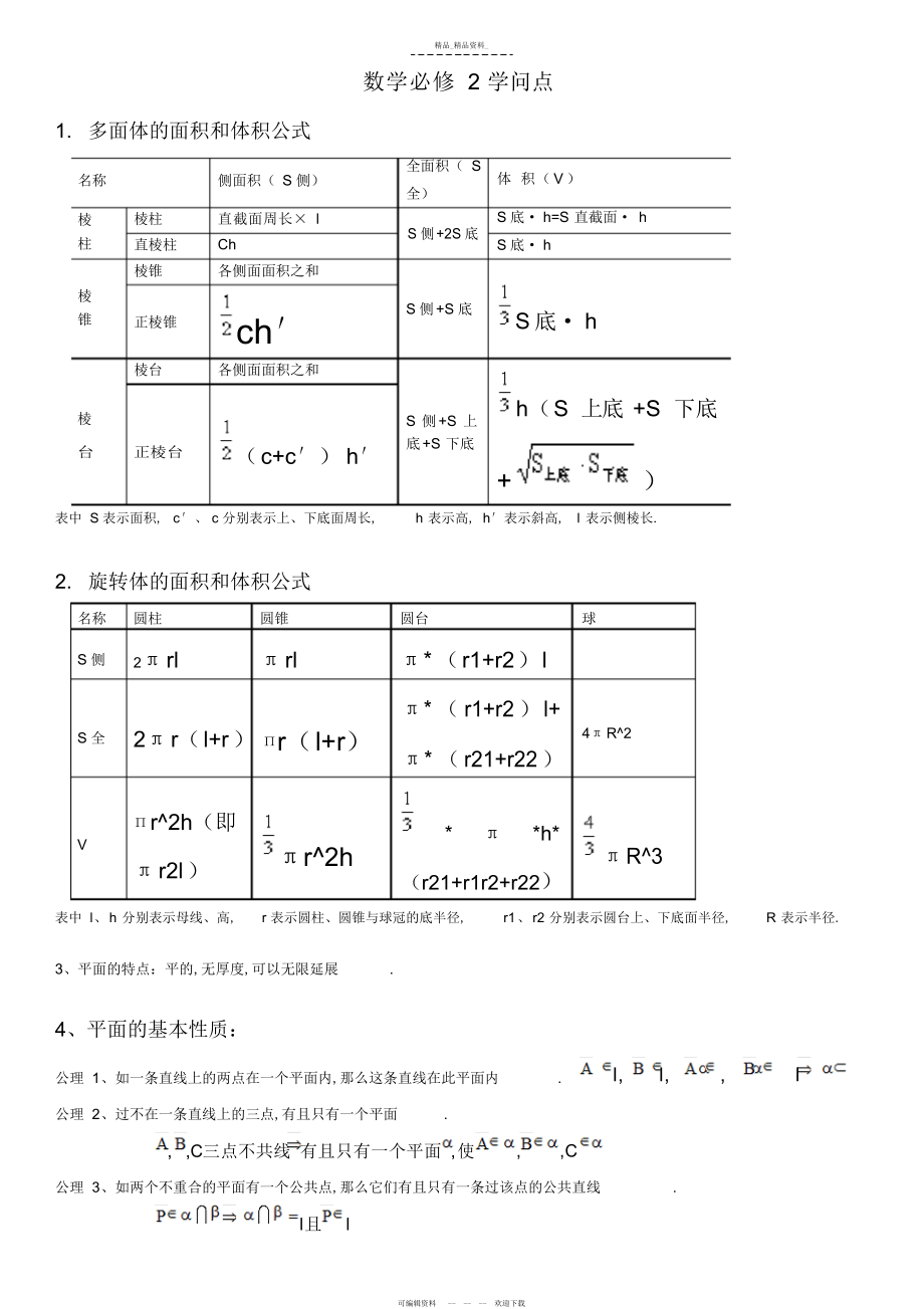 2022年高一数学必修二各章知识点总结.docx_第1页