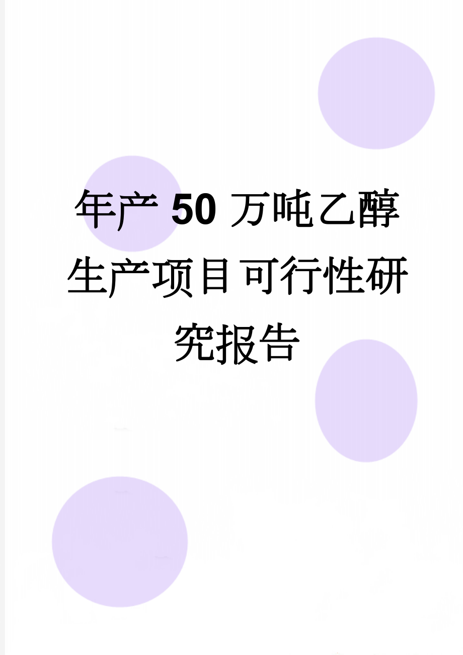 年产50万吨乙醇生产项目可行性研究报告(36页).doc_第1页