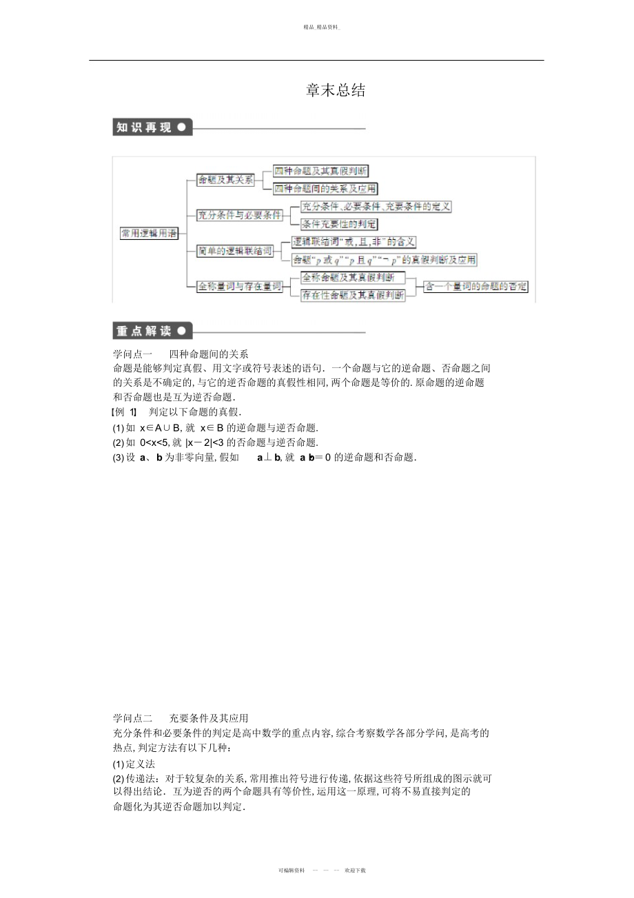 2022年高中数学苏教版选修-第章《常用逻辑用语》章末总结.docx_第1页