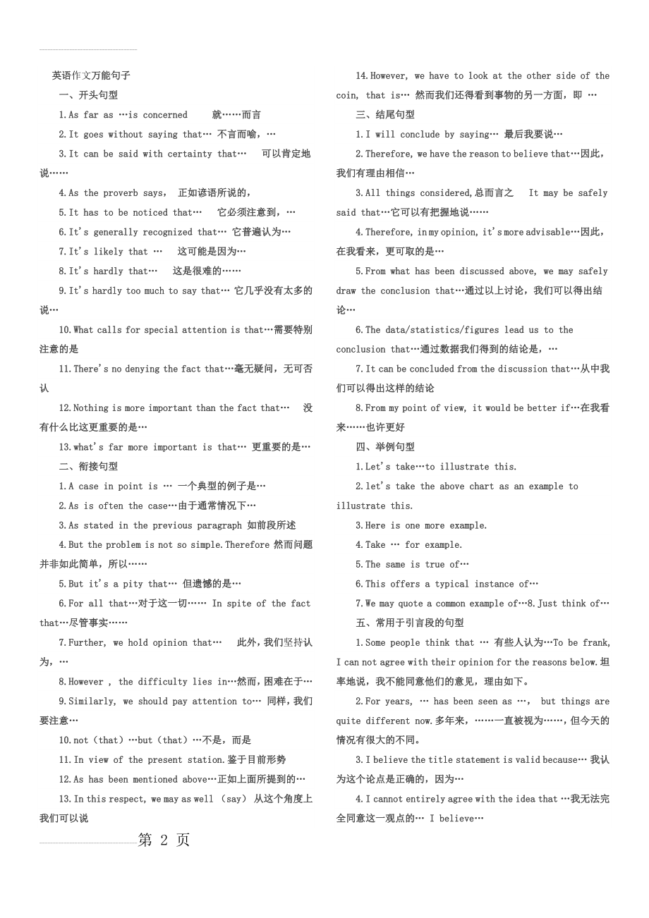 英语作文万能句子(11页).doc_第2页