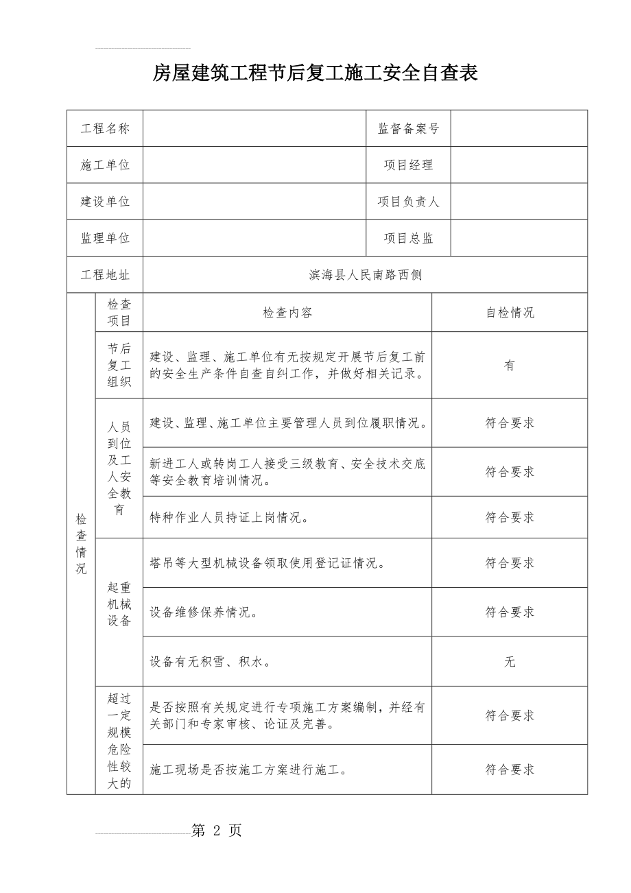 房屋建筑工程节后复工安全自查表(4页).doc_第2页