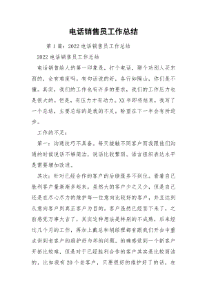 电话销售员工作总结.docx