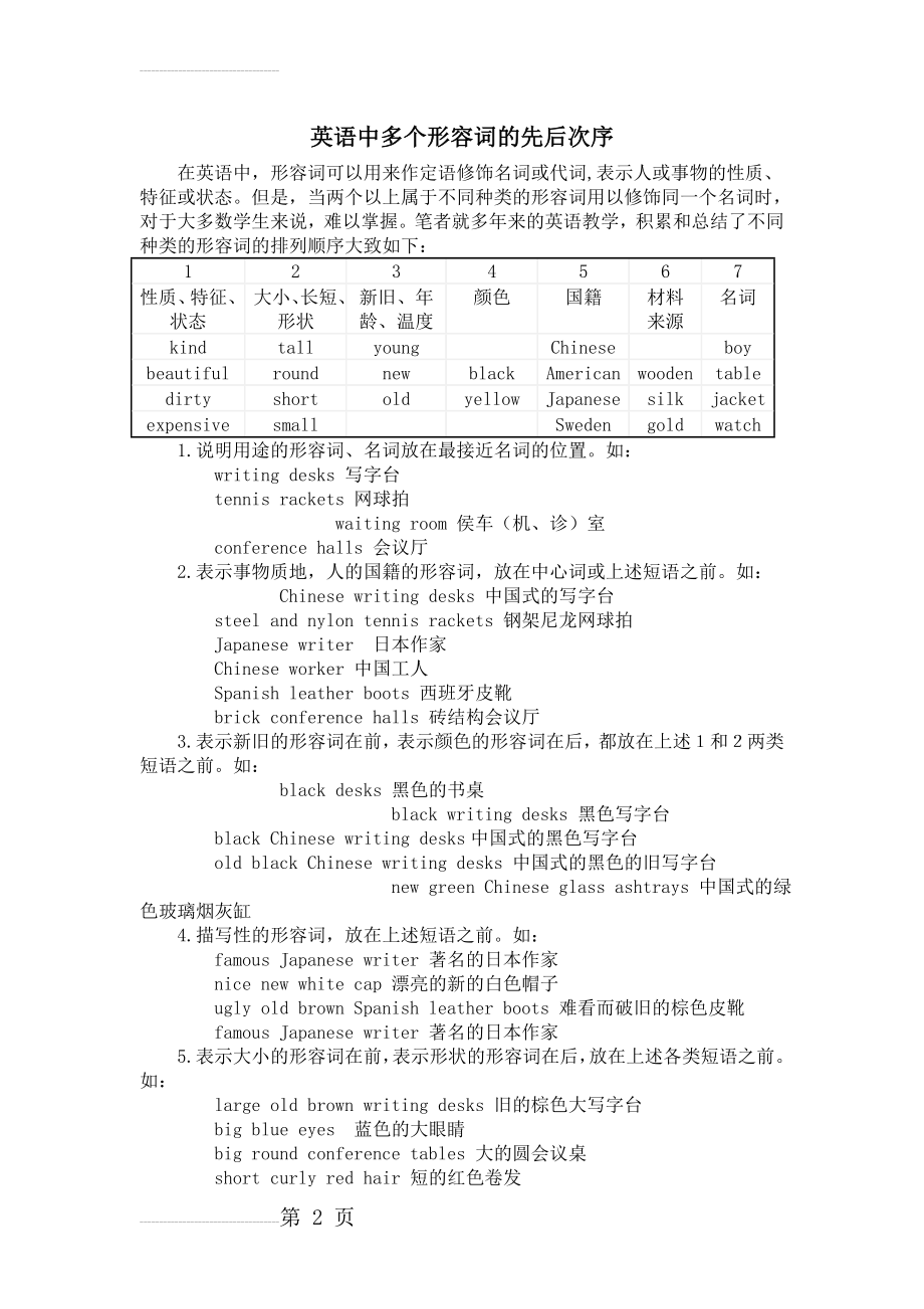 英语中多个形容词的先后次序(4页).doc_第2页