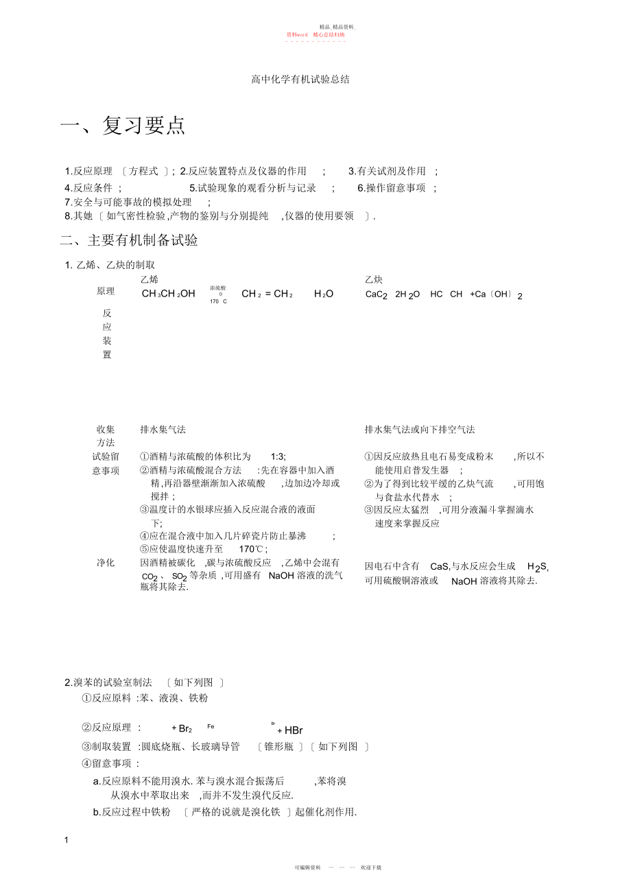 2022年高中化学有机实验总结3.docx_第1页