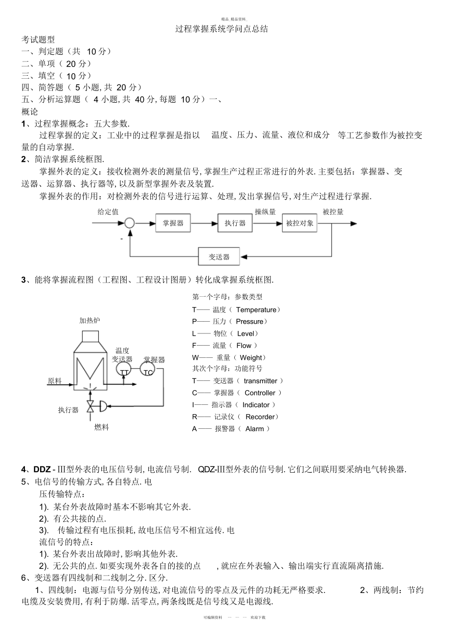 2022年过程控制系统考试知识点总结 .docx_第1页