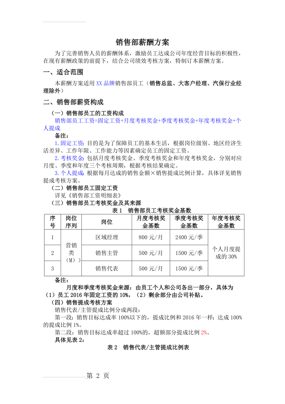 销售部薪酬激励方案(5页).doc_第2页