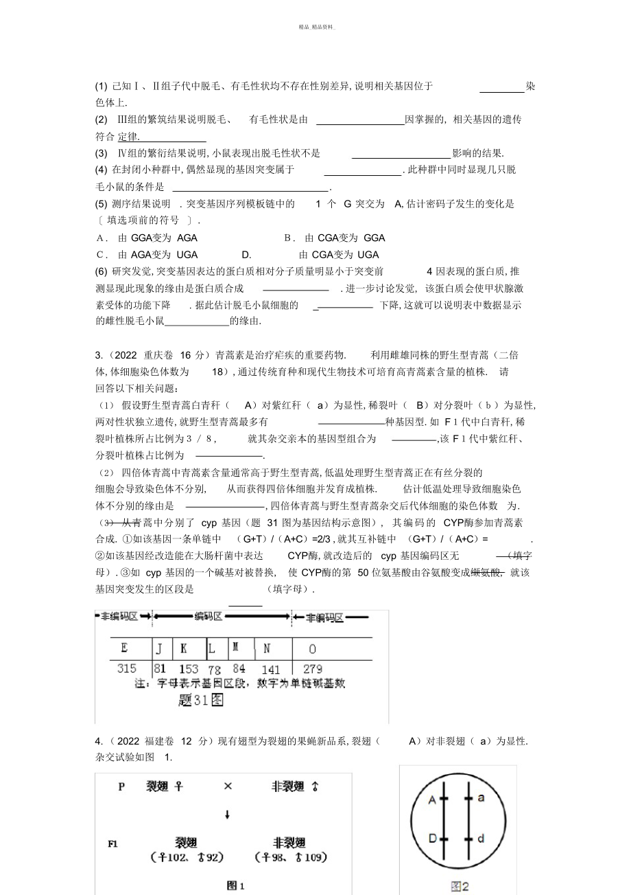 2022年高考生物遗传题归纳 .docx_第2页